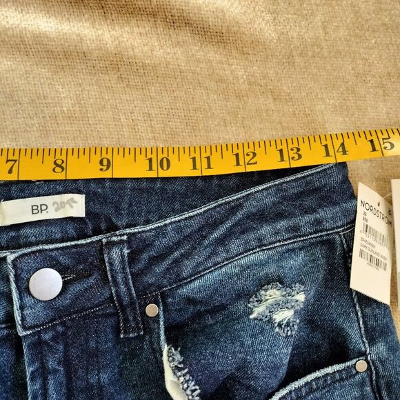 BP Wide Leg High Waisted Dark Wash Distressed Jeans NWT Size 28 - Picture 6 of 8